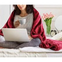 Manta de Pelo de Coral Grosada | Manta para Sofá, Chal para Siesta en Oficina, Manta para Aire Acondicionado | Manta Pequeña Cálida para Invierno (Hogar y Oficina)Color Granate Vino - Medidas