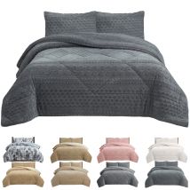 Novotextil Edredón Invierno Sherpa Extra Grueso 560gr/m2 Efecto Borreguito - Extra Suave, Cálido y Transpirable con 1 o 2 Fundas Almohada (50x70)