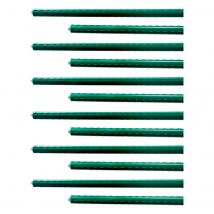 Tradineur - Pack de 12 tutores de acero plastificado para plantas, varillas, guías, estacas para el crecimiento correcto de cultivos, tomates, judías (Verde - 0,8 x 180 cm)