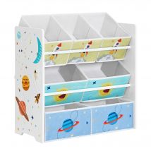 SONGMICS Estantería de habitación Infantil con 7 Cajas de Almacenamiento de Tela no Tejida, estantería para niños, Organizador de Juguetes, 29,5 x 62,5 x 60 cm, Color Blanco