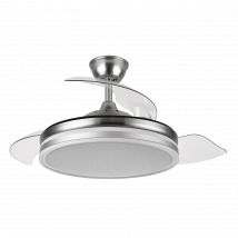 Fabrilamp Ventilador Bayomo Niquel 4 Aspas 59W 6980LM 3 COLORES C/REMOTO+ TEMPORIZADOR+ MEMORIA