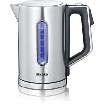 Severin 3418 Digital Water Kettle, 1.7 L Stainless Steel with LED Display, 3000 W Fast Boiling Electric Kettle featuring Auto Shut-off and Temperature Control, Ideal for Home and Travel.