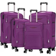 Artree |   Set di valigie in tessuto da 4 pezzi. Set valigia da viaggio in tessuto con carrello da 18" 20" 24" 28"