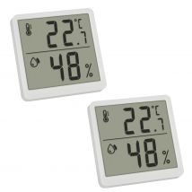 TFA Dostmann Juego de 2 termohigrómetros digitales para interiores, 30.5059.02.02, termómetro y humedad, termómetro para control de temperatura ambiente, medidor de humedad, blanco