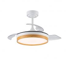Akunadecor - Ventilador de techo modelo DOÑANA S blanco/haya motor DC 6 velocidades Tecnología Led 46W sistema CCT 4620Lm Control remoto con temporizador, luz regulable en color e intensidad, Memoria