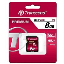 Transcend Premium - Tarjeta de Memoria Flash 8GB SDHC Clase 10 UHS-I, 45mb/s de Ultra Alta Velocidad Para Cámaras Profesionales