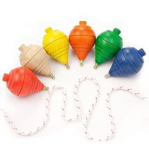 Disok Lote 12 Peonzas de Madera - Regalos Cumpleaños Infantiles Niños Comuniones - Diversión Garantizada