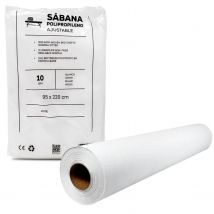 Pilbelles - Pack Rollo Papel Camilla Crepado 59 cm x 70 metros + 10 Sábanas para Camilla Desechable Ajustable 95 x 220 cm