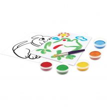 Crayola- Mini Kids, Juego de Témperas Lavables Anti Goteo, 5 Botes, Pincel y 20 Hojas en Blanco, Edad 36 Meses +