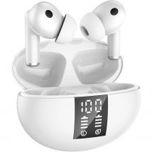 Auriculares Inalambricos Bluetooth, Cascos Inalambricos Bluetooth 5.3 HiFi Estéreo con HD Micró, Pantalla LED, Reproducción de 40H, Control Táctil, IPX7 Impermeable, Cancelación de Ruido ENC, USB-C