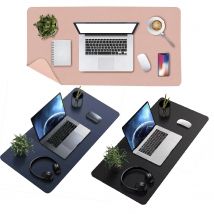 Alfombrilla de Raton y Teclado Escritorio, 800x400x2mm Esterilla del Escritorio de Oficina, Antideslizante e Impermeable en Cuero PU, Alfombrilla del Ordenador portátil en Color Liso, Negro  Azul  y