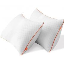 Almohada Transpirable Antialérgico para Hotel, Pack de 2 almohadas de firmeza media con fibra suave 3D + soporte de fibra 7D, almohadas suaves de fácil cuidado (42x70cm) (50x75cm)