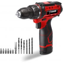 Casals - Taladro atornillador destornillador sin Cable, Incluye Maletín, Brocas y Puntas, Función Reverse,  19 Posiciones, Batería Carga Rápida, Ergonómico Versátil Profesional