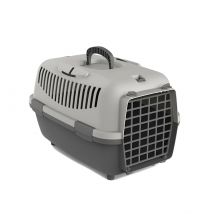 Sweet Home Transportin Para Mascotas Nomade Gris Pequeño 48x32x32cm, Caja de Transporte, Plástico, Puerta de Plastico, Rejillas de Ventilación - Viajes Cómodos y Seguros