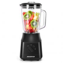 AIGOSTAR Batidora de Vaso, Capacidad 1,5L, 600W, Tritura Hielo. Licuadora con 4 Cuchillas con Recubrimiento de Titanio, 2 Velocidades + Turbo y Función AutoClean. Libre de BPA.