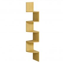 VASAGLE Libreria Angolare da Parete, Libreria Angolare a 5 Ripiani, Libreria per Piante, per Camera da Letto, Soggiorno, Bagno, Ufficio Domestico, Rovere Naturale/Mélange Grigio/Grigio Piccione/Nero