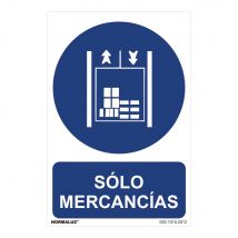 Señal uso obligatorio "sólo mercancías" (pvc 0.7mm)  30x40cm
