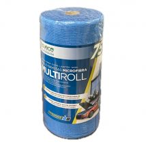 BAYECO By Cuatrogasa Rollo Bayetas Microfibra Multiusos - 75 Paños Precortados 28x27cm - Lavables y Semidesechables - para Automoción, Cocina, Taller, Limpieza Profesional - Color Azul
