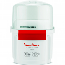 Moulinex Picadora la Moulinette, picadora de 800 W, pica carne, verduras, frutos secos, queso, 200 gr capacidad, pica, corta o mezcla, sistema 1-2-3, cuchilla doble acero inoxidable, blanco, AD5601