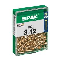 Caja 100 uds. tornillo madera spax cab. plana yellox 3,0x12mm spax