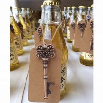 Disok Lote 20 Llaveros Abrebotellas Bronce + Tarjeta - Regalos Bodas Hombres Prácticos Unisex