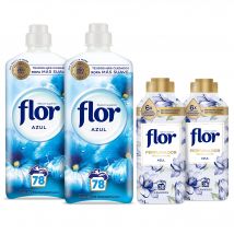 Flor Azul Suavizante Concentrado para la ropa 156 lavados + 2x Flor Perfumador Azul Intensificador Fragancia 72 Lavados