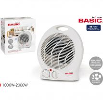 BASIC HOME - CALEFACTOR AIRE 1000/2000W  - Calefactor Aire Potente y Eficiente - Calefactor Aire Silencioso para un Ambiente Tranquilo - Calefactor Aire Compacto y Portátil para Moverlo Fácilmente -