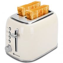 AIGOSTAR  Tostadora Retro de 2 Ranuras, 6 Niveles de Tostado, 4 Funciones(Descongelar, Recalentar,