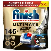 Finish Ultimate Plus Infinity Shine, 146 Pastillas para Lavavajillas, Limpieza Intensiva, Brillo