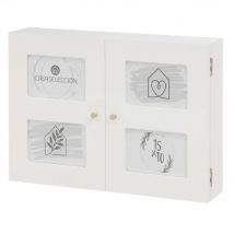 Tapa contador luz o cubrecontador con portafotos para 4 fotos de MDF blanca de 46x32 cm