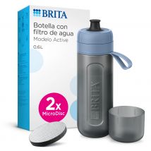 BRITA Botella Filtrante, Modelo Active 2 Filtros MicroDisc  Filtrado de Agua  600 ml  Reutilizable, Sin BPA, Apta Lavavajillas