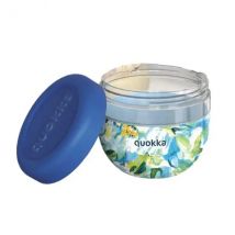 Recipiente de comida Quokka 770ml ms con funda de silicona burbuja azul peonías