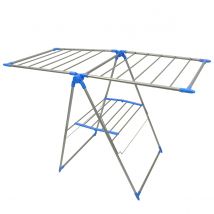 T-LoVendo Tendedero Plegable Metálico con Alas para Tender Ropa Ajustable en 3 Alturas Amplio Espacio para Secar
