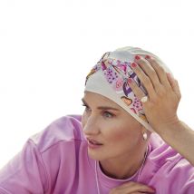 Christine Headwear Shakti Turban Cement w/Bright Flower 1520-0772 | Turbante de Bambú con Cinta