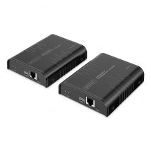 Conjunto de extensor IP HDMI KVM DIGITUS – UHD 4k 60Hz – alcance de 40 m – HDMI 2.0 – transmisor y receptor – hasta 253 receptores – 2x USB para mouse y teclado – punto a punto – CAT 6 – negro