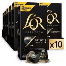 Pack de 10 - LOr Espresso Café Ristretto Intensidad 11compatibles con máquinas Nespresso (R)* (10 Paquetes de 10 cápsulas)
