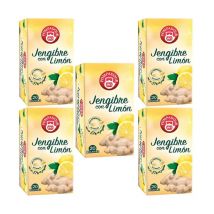 5 cajas de  Jengibre con Limón Pompadour 20 infusiones 8412900401184