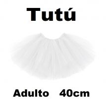 Tutú adulto,falda de tul,color blanco,talla adulto 40cm,fiesta,fespu