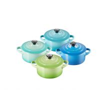 Le Creuset Set de 4 mini cocottes de cerámica de grés, 250 ml, ⌀   10 cm, Verde y azul, 79212105139100