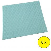 LOTE DE 6 MANTELES INDIVIDUALES COLOR TURQUESA FABRICADOS EN POLIESTER 30X45 cm