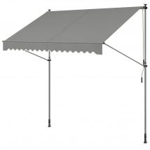 SONGMICS Toldo Retráctil Exterior, Toldo Regulable en Altura de 220-300 cm, con Manivela para