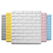 10 piezas, 77x70cm Vinilos de Papel Pintado Pared, Paneles Autoadhesivo Decorativos 3d, Efecto Ladrillo, Material Poliestireno, para Cocina, Dormitorio, Salón. 10 Laminas pegatinas 77x70cm, blanco,