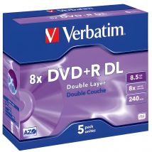 Verbatim dvd+r doble capa 8.5gb 8x pack 5 advanced azo
