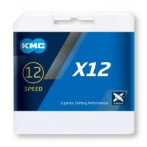 KMC | Cadena X12 12v 126 Eslabones Oro - 1/2" X 11/128" Medida del pasador: 5.2 m 126 Eslabones Peso según fabricante: 268 gramos Alta gama Durabilidad extrema No