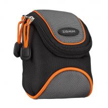 Zignum - Funda para cámara digital (hasta 13 cm, nailon impermeable, interior acolchado, red interior para accesorios), color negro y gris