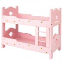 WOOMAX - Litera de madera para muñecas, de juguete, 31x16x26 cm, color rosa, educativo, ecológico, juego de roles, para  mayores de 3 años