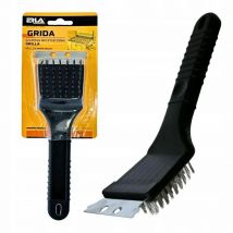 Cepillo limpiador de parrillas Erla Grida, accesorio para barbacoa, limpieza eficaz, mango ergonómico, cerdas resistentes, color negro
