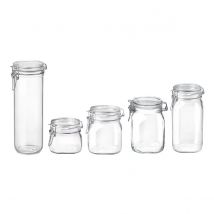 Set 5 Tarros Herméticos Vidrio Bormioli Rocco 0,5L/0,75L/1L/1,5L/ESPAGUETI 1,5L