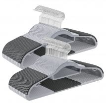 SONGMICS Set di 50 grucce, grucce in plastica, antiscivolo, salvaspazio, spessore 0,5 cm, lunghezza 42 cm, gancio argento girevole a 360° ° , Grigio chiaro e grigio scuro/bianco/nero