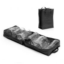 InnovaGoods - Bolso de Viaje para Calzado, 6 Compartimentos Transparentes, Capacidad para 12 Zapatos, Diseño Compacto y Ligero, Negro, Mediano, Poliéster